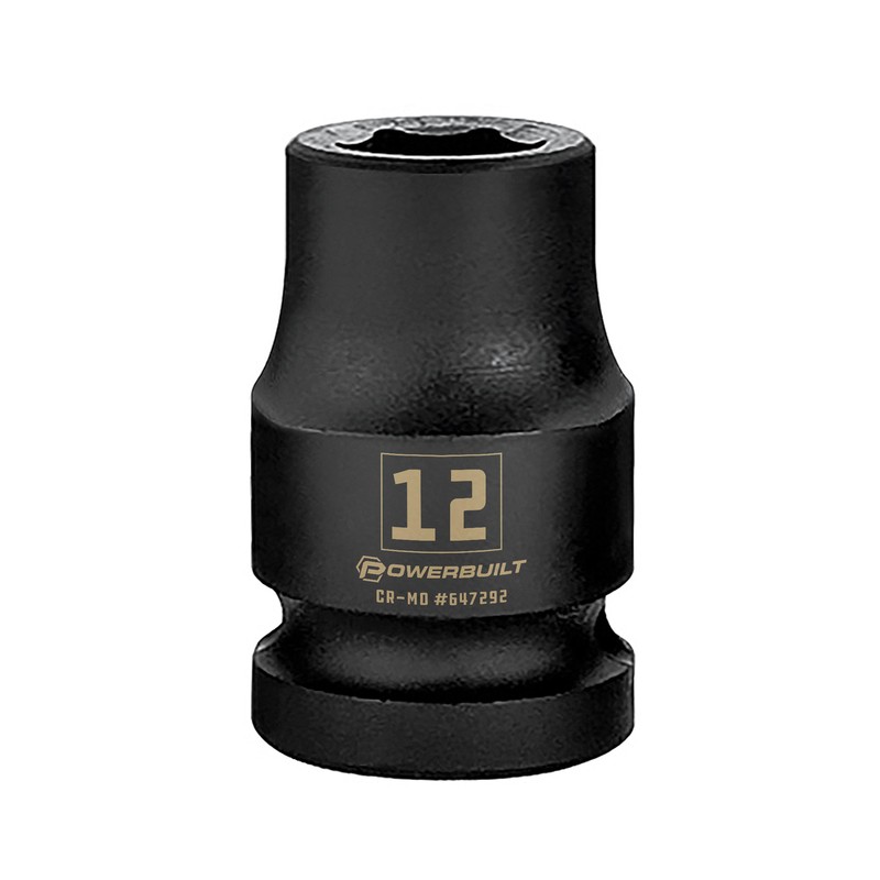Powerbuilt 1/2 Inch Drive x 12 MM 6 Point Impact Socket – 647292