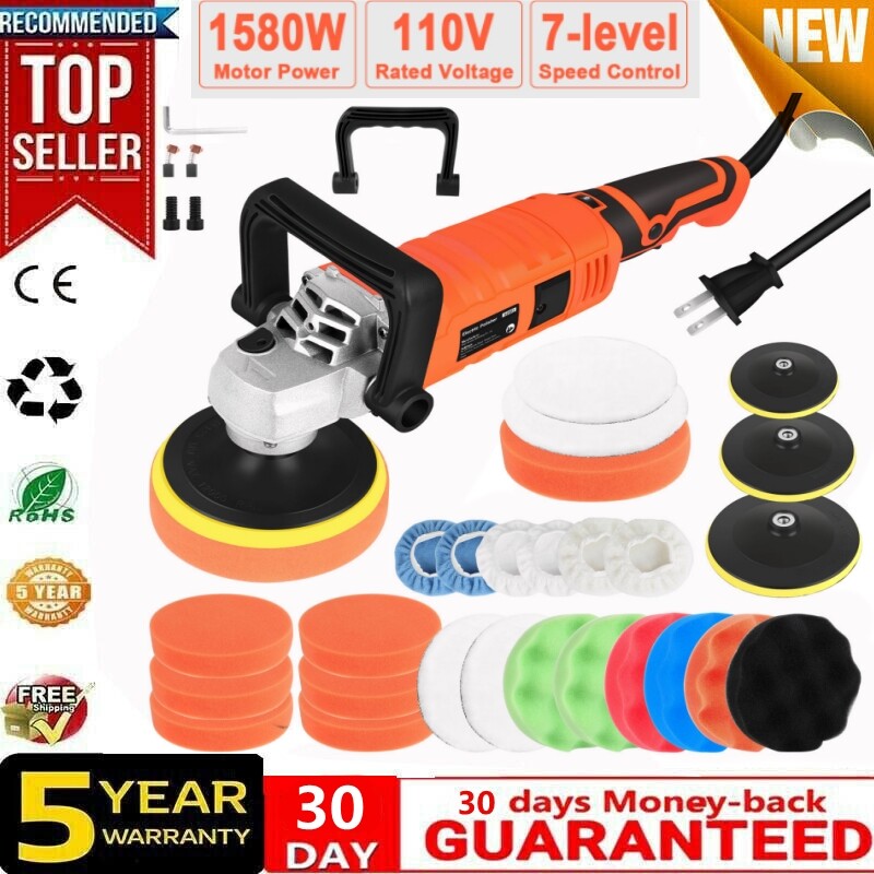 Car Buffer Polisher Waxer 7-Speed Rotary 5″6″+7″ Backing Plate Polishing Machine