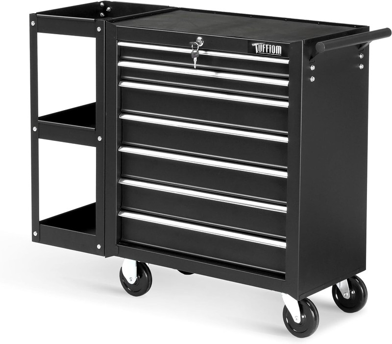 Rolling Tool Chest Tool Box with 7 Drawers & Wheels & Drawer Liners for Garage