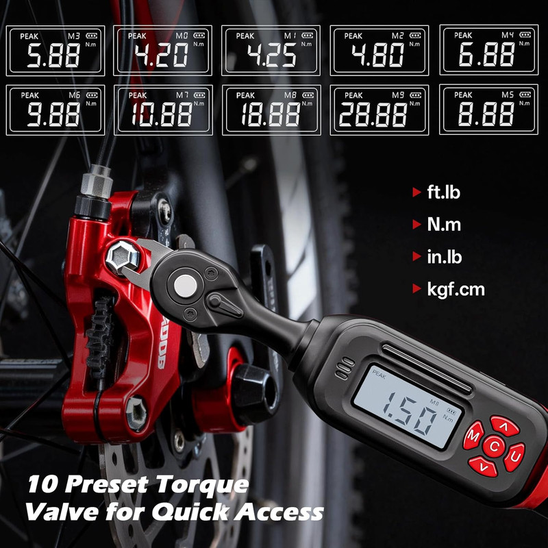 Bike Digital Torque Wrench 1/4" Drive 15-Piece Kit | 1.5-30 N.M / 1-22 Ft.Lb Tor gallery
