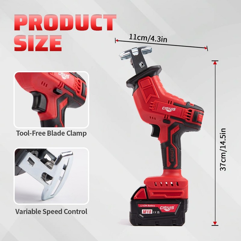 Cordless Reciprocating Saw Kit w/ Battery & Charger For Milwaukee M18 battery gallery