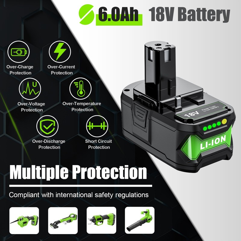 2PACK For RYOBI P108 18V One Plus 6.0Ah High Capacity Battery Lithium-Ion Li-Ion gallery