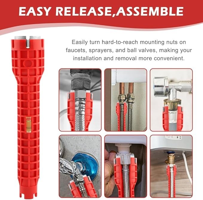 8 in 1 Faucet Sink Installer Home Multi Tool Pipe Wrench For Plumbers Homeowners gallery
